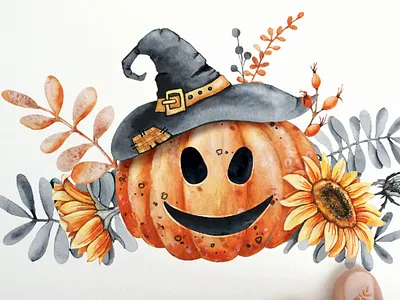 Happy Halloween, watercolor clipart, seamless digital paper abstraction autumn clipart digital paper fabric fallen leaves fly agaric hand drawn happy halloween holiday illustartion postcard pumpkin scarecrow seamless pattern spider sunflower watercolor witch hat wrapper