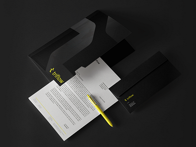 triflow 3d black brand branding business card composition cover design file industrial industry key visual letter pen photo real estate shot warehouse yellow