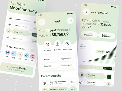 Investment App UI app creative design exchange finance financialgoals financialgrowth invest invest app ios app minimal mobile money moneymanagement ofspace passiveincome transaction ui