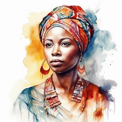African American Black Women watercolor design