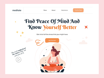 Meditation website design landing page depression landing page landing page design mediation landing page meditation meditation app meditation website mental health mental health app self development self development website self help therapy ui animation ui kit webflow webflow website website ui kit wellness wellness website