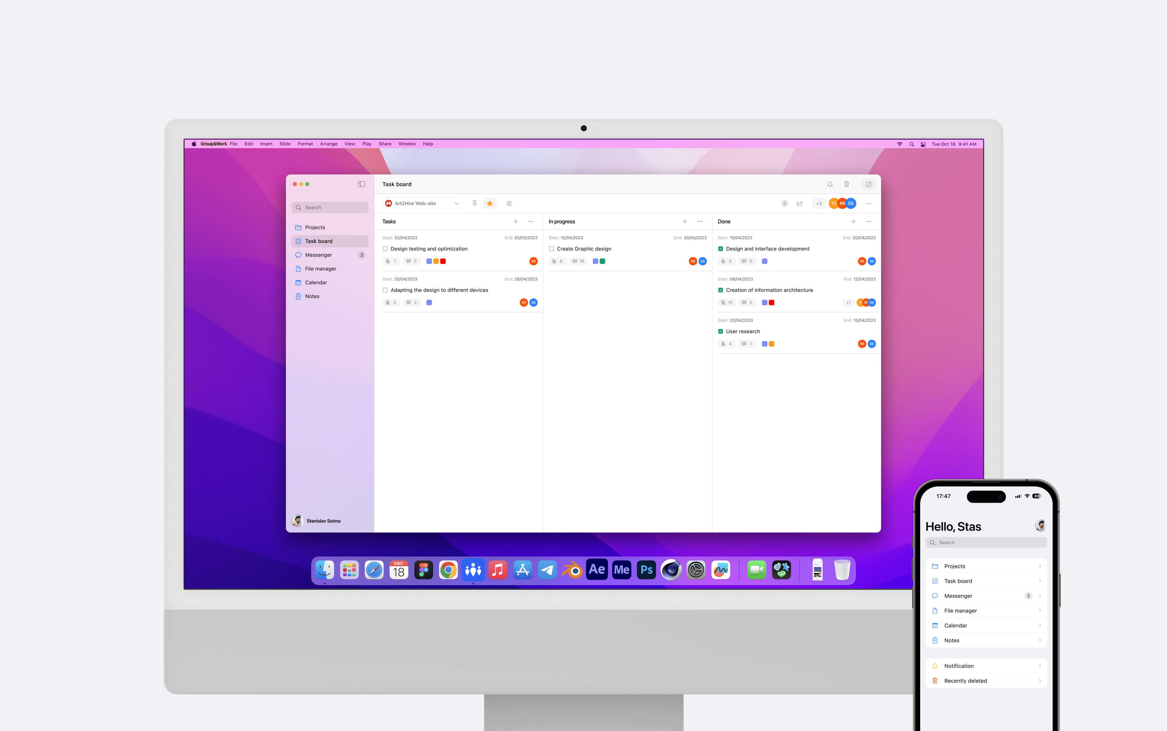 Group&Work - Project Management app design ui ux web website