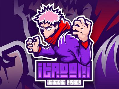 Itadori yuji JJK mascot logo animation brand brand identity branding design esport gamer gaming graphic design illustration itadori yuji jujutsu kaisen logo streamer twitch vector