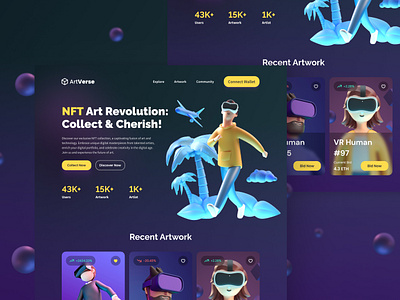 NFT market landing page blockchain crypto dark theme design landing marketplace nft page ui ux wallet