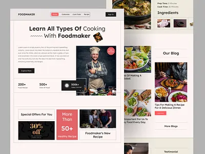 Recipe Website Design food making food ui design food wesite landing page design recipe recipe landing page recipe ui recipe web deign recipe website ui web design website design