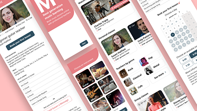 Music learning app app booking filters graphic design learning lessons music ui ux