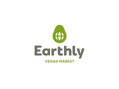 Earthly avocado branding earth eco food fruit globe health logo negative negative space pit vegan vegetable