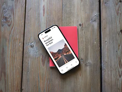 Travel Mockup iPhone 14 Pro with Passport 14 iphone mockup old passport photoshop pro psd replace screen table travel