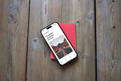 Travel Mockup iPhone 14 Pro with Passport 14 iphone mockup old passport photoshop pro psd replace screen table travel