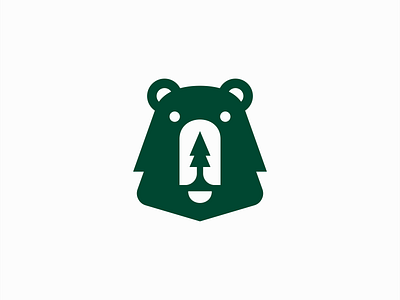 Bear And Tree Logo abstract animal app bear branding design fir geometric green grizzly icon identity illustration logo mark outdoors pine symbol tree vector