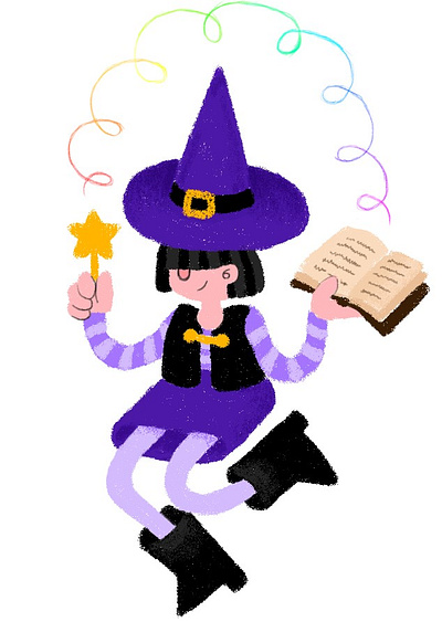 LITTLE WITCH art book design graphic design halloween hat illustration magic purpple vector witch