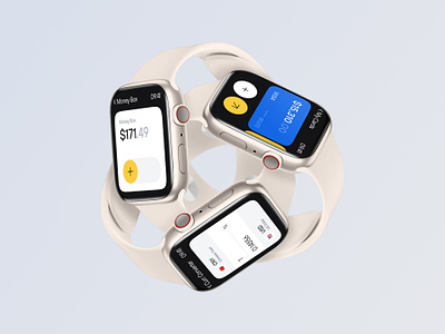 Module Bank | iOS App | Apple Watch 7 apple bank banking blue clean gray ios minimal ui ux watch watch 7 yellow