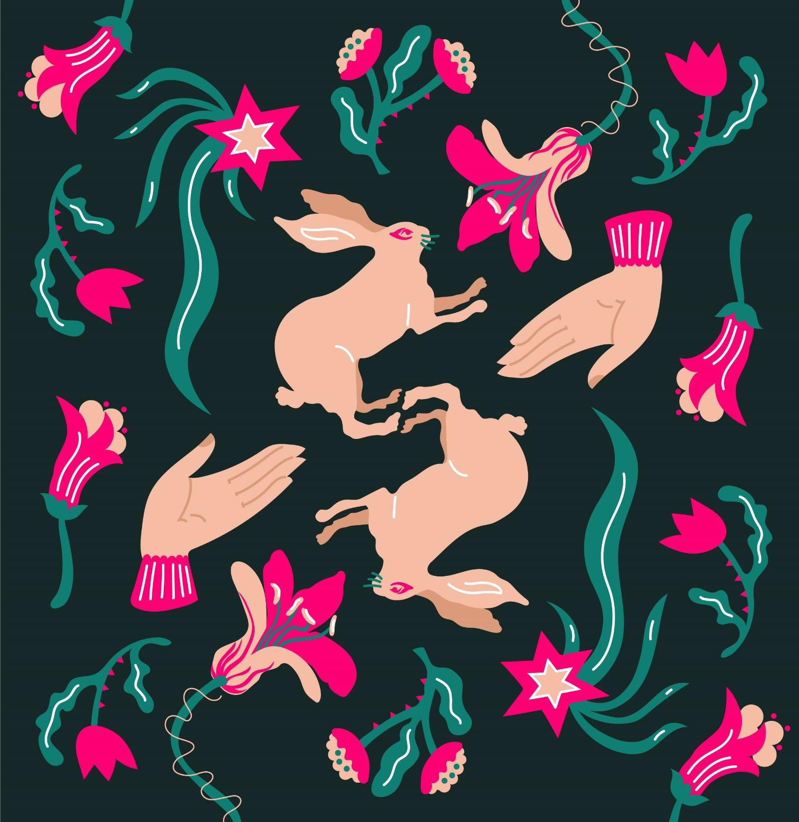 Year of the Rabbit 2d art chinese creative flat flower hand illustration new year photoshop rabbit rabbit year simple zodiac