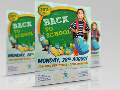 Back To School Flyer Template business corporate design education flyer food garduation illustration leaflet open house poster student teacher