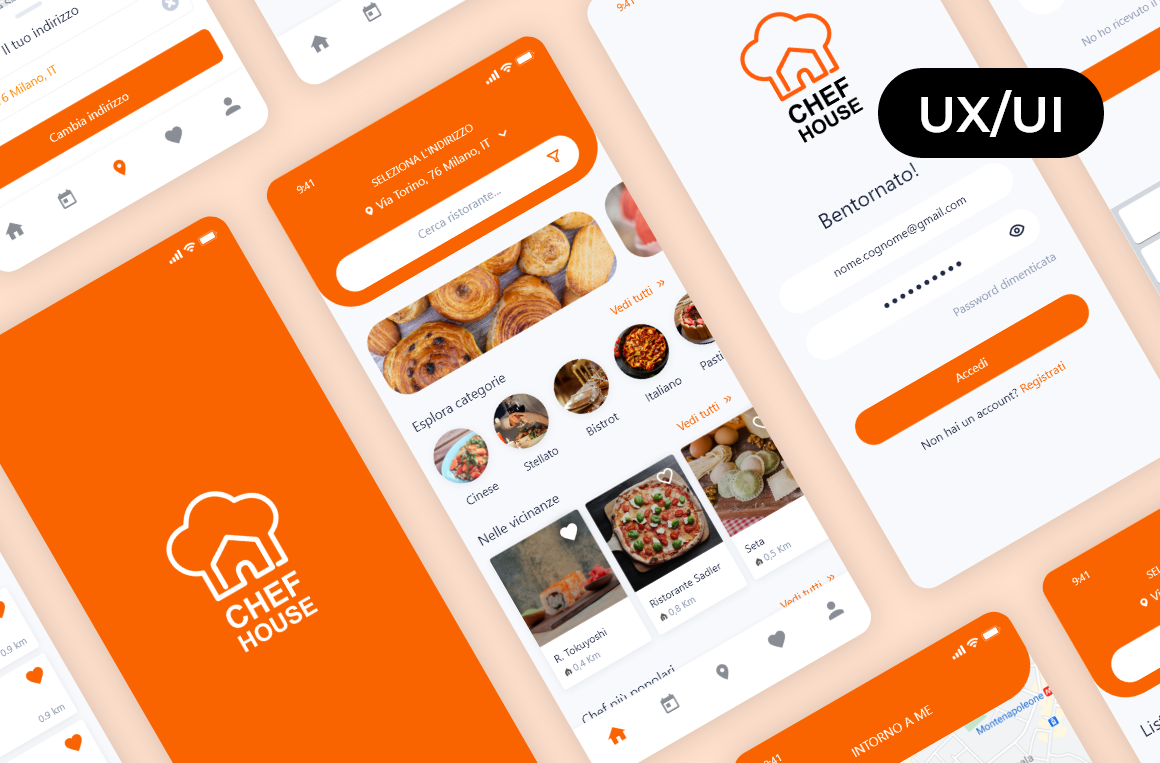 Chef House - UX/UI Design adobe xd app app design interaction design mobile app mobile app design mobile application mobile design mobile prototype prototype prototype app ui ui design uiux user experience user interface ux ux design uxui wireframe