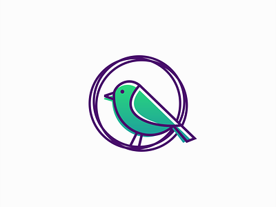 Bird And Nest Logo animal app bird branding cartoon cute design emblem geometric home icon illustration kids lines logo mark nest purple simple vector