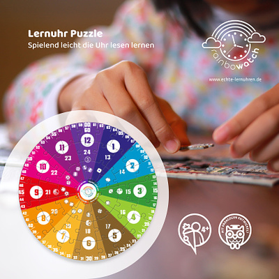 rainbowatch Lernpuzzle -Spielend einfach digitale Uhrzeit lernen design game design product design vector