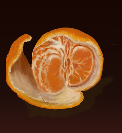 Half peeled oranges