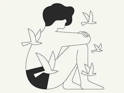 The thinker near the sea brand illustration branding design editorial illustration magazine