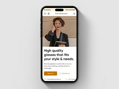 Glasses E-Commerce Website - Mobile design e commerce glasses glasses shop minimal mobile mobile app online store responsive ui ui design user experience user interface ux ux design web web design web shop website website design