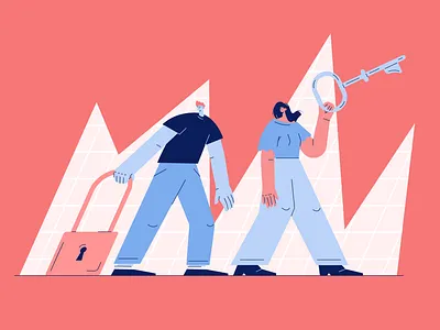 We got a key brandillustration branding character design digitalart digitalillustration flatillustration graphic design illustration key lock people shape vector