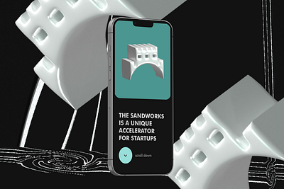 The Sandworks app is an accelerator for Startups 3d shape for app accelerator ui app design logo for mobile app mobile app mobile ui