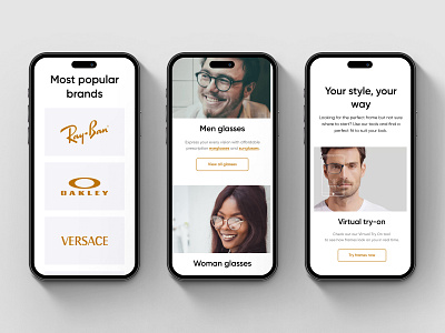 Glasses E-Commerce Website - Mobile design e commerce glasses glasses shop mobile mobile app mobile design online store responsive ui ui design user experience user interface ux ux design web web design web shop website website design