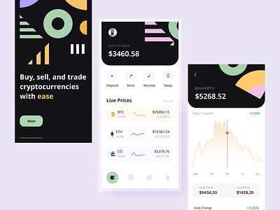Trading App app design bitcoin blockchain btc crypto crypto trading cryptocurrency ethereum exchange finance invest mobile design nft trade traders trading app ui ui visual design user experience ux