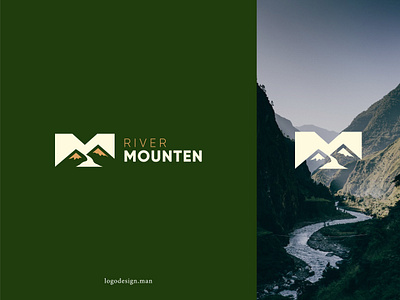 m letter + river + mountain abstract logo brand identity branding graphic design hill logo lettermark logo design logo inspiration m letter logo minimalist modern mountain logo river logo