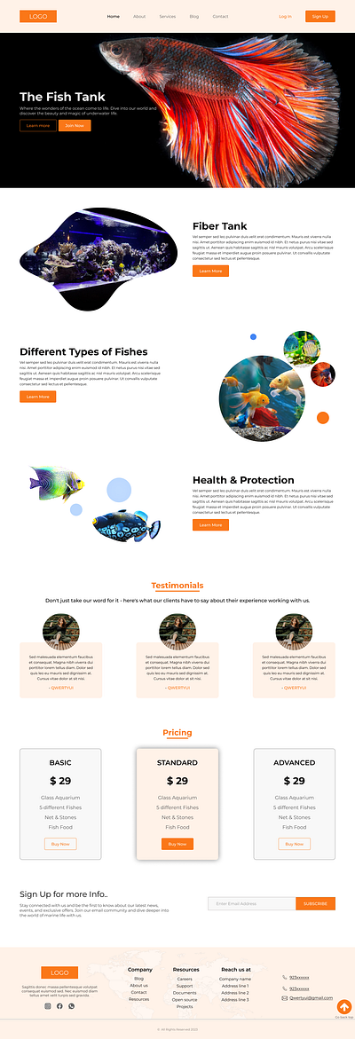 Fish Aquarium Web page app branding design graphic design illustration logo redesign ui ux vector