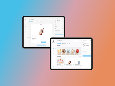 Customize menu of soft ice cream shop ui