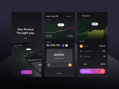 Crypto Exploration animation banking crypto currency dark ui defi fintech gradient graph interface investment minimal trending ui ux visual wallet web3