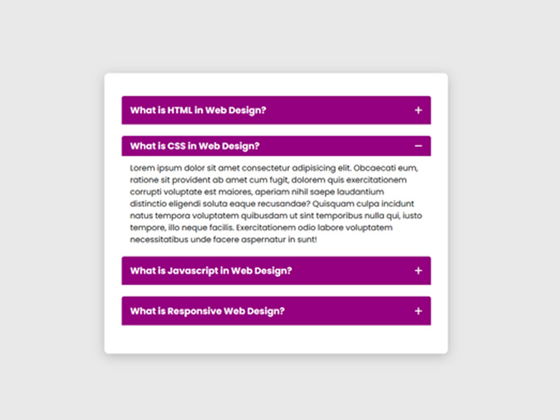 JavaScript Accordion Design by codingflicks on Dribbble