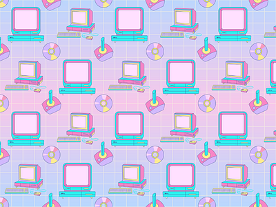 Retrowave pattern with retro PC y2k elements design illustration pattern vector y2k