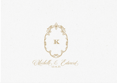 Chic Gold Wedding Logo Design bespoke wedding logo custom monogram custom wedding logo design illustration logo luxury logo luxury wedding logo wedding logo wedding monogram