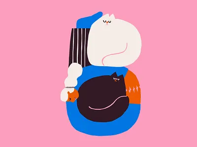 Letter B 36 days of type 36days b cat catillustration character illustration flatdesign fun playful typeillustration woman portrait