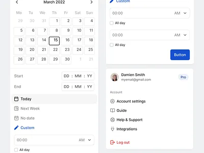Stratis UI - Components app calendar clean components design details interface interface ui minimal modal overlay popup schedule settings ui ui design ui kit ux ux design web