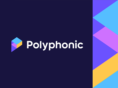Polyphonic branding chat bubble digital geometric hardware logo modern music p p logo poly polyphonic sound speach speach bubble startup talk tech technology