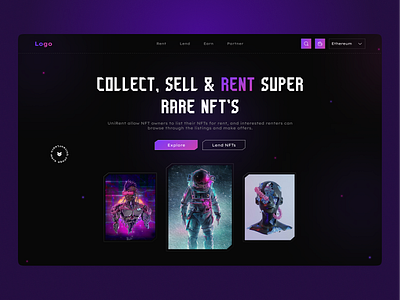 NFT's Landing Page design illustration landing page mock up nft responsive design ui ui ux uidesign ux uxdesign web ui webdesign