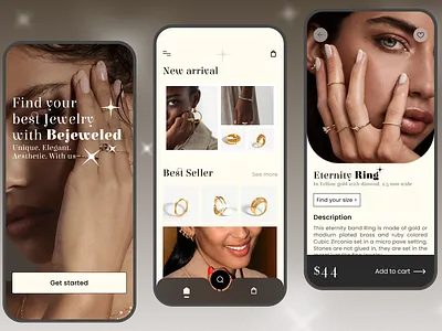 Bejeweled - Jewelry Mobile App fashion fashion app jewelry mobile app ring ui uiux