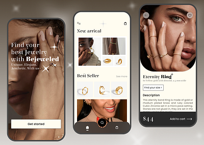 Bejeweled - Jewelry Mobile App fashion fashion app jewelry mobile app ring ui uiux