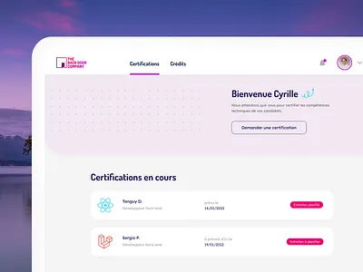 The Backdoor Company app certification dashboard design graphic design home list saas technical interview ui ux web app welcome screen