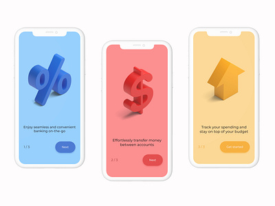 Onboarding Banking App 3d android app bank banking app concept design illustration ios mobile mobile app onboarding ui