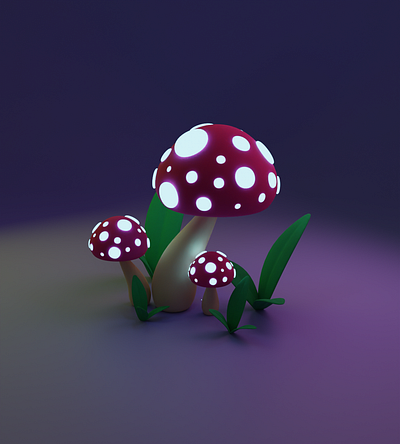 Glowing mushrooms made in Blender 3d blender design glow graphic design illustration modeling