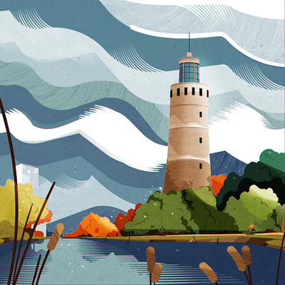 Ostend Watertower city design illustration illustrator minimalist texture vector