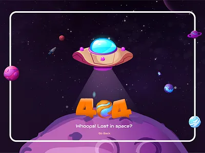 404 Error Page | Illustration 3d 3d design 404 concept darkmode design error galaxy graphic design illustration illustrations moon not found orbit planet space spaceship ui visual design web design