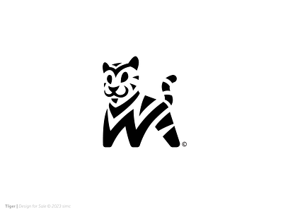 Tiger | Logo Design animal black and white brandmark confidant cub cute dynamic for sale icon letter w logo design negative space stripes tiger wild