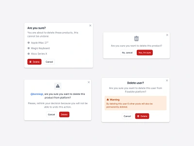 Delete confirmation modal component library components design design kit design system enterprise figma flowbite inpu modal modals