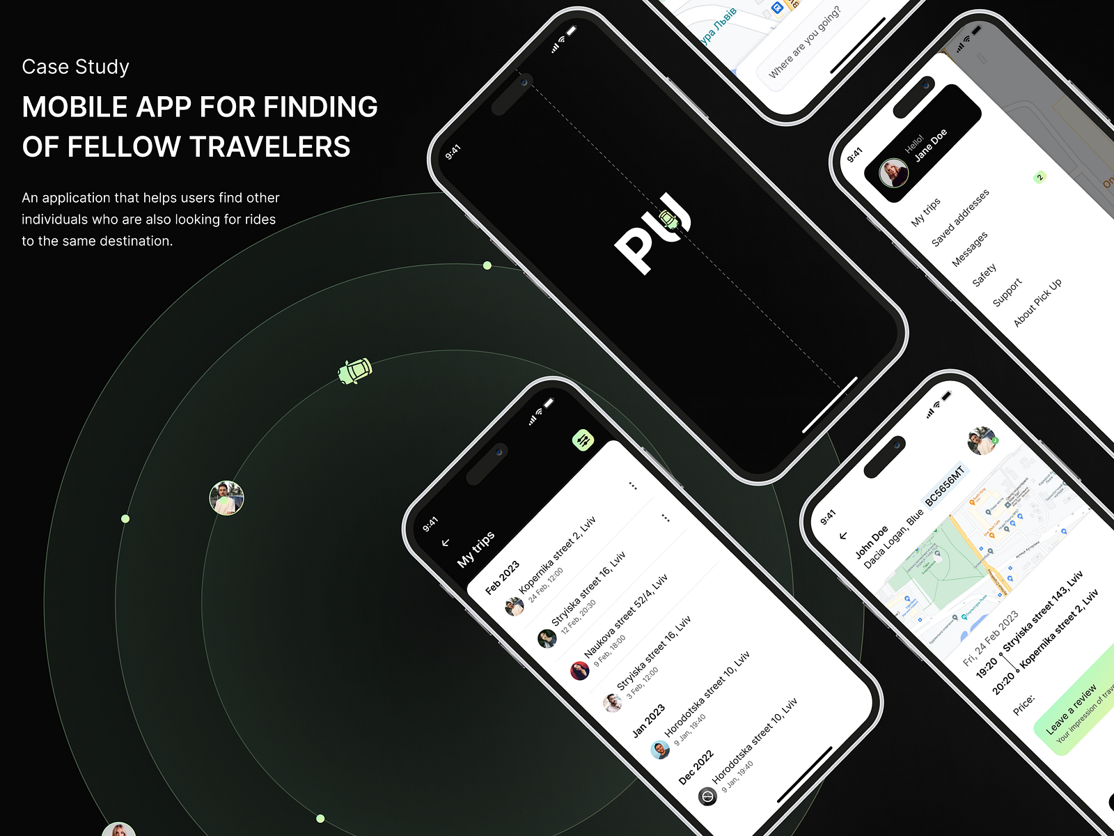 Case Study / Mobile Application / Carpooling App by Khrystyna Stadarska