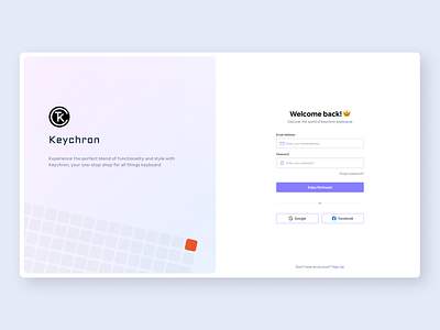 Login Page UI Design ecommerce ecommerce website keychron landing page login login page onboarding register sign in sign up ui design ux web design website website design